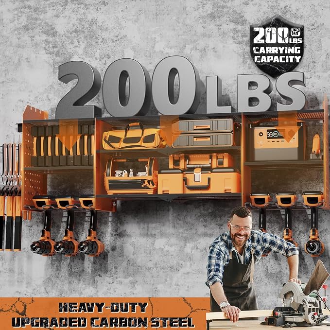 Power Tool Organizer Wall Mount, Expanded Width Garage Storage 3 Layer Heavy - Image 6