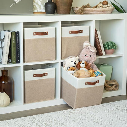 OrganiHaus 11" x 11" x 11" Fabric Cubes Storage Bins Set of 4, Foldable - Image 3