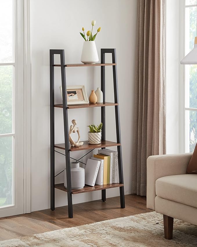 VASAGLE Ladder Shelf, 4-Tier Bookshelf, Storage Rack, Bookcase - Image 4