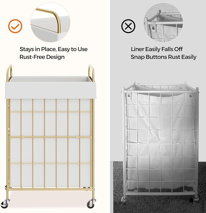Laundry Hamper with Wheels, 90L Laundry Basket with Handle, Laundry Sorter with - Image 3