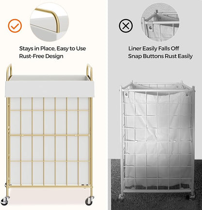 Laundry Hamper with Wheels, 90L Laundry Basket with Handle, Laundry Sorter with - Image 3