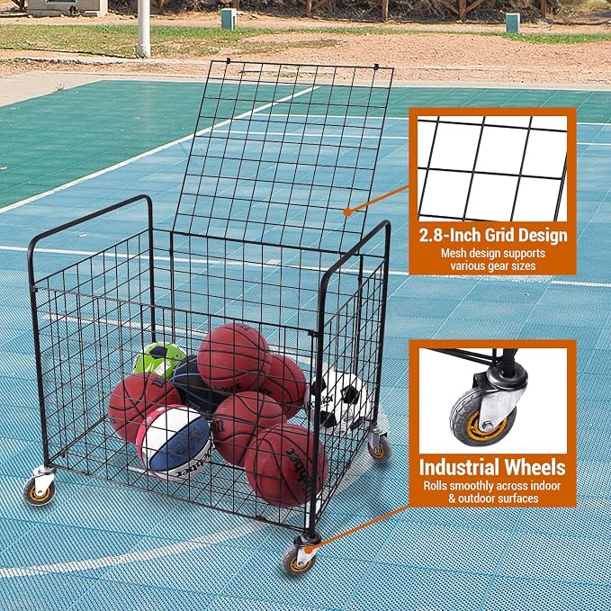 MyGift Professional Gym Metal Multi Sports Ball Storage Cart - Image 3