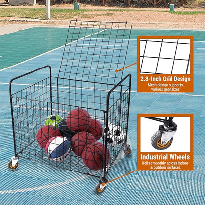 MyGift Professional Gym Metal Multi Sports Ball Storage Cart - Image 3