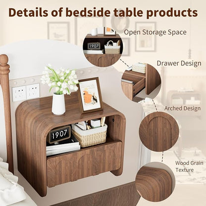 Floating Nightstand Set of 2, Small Night Stand - Image 7