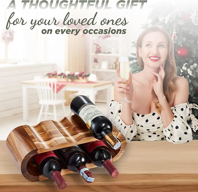 BLUEWEST Wooden Wine Racks Countertop – 6 Bottle Freestanding Wine Holder Stand - Image 4