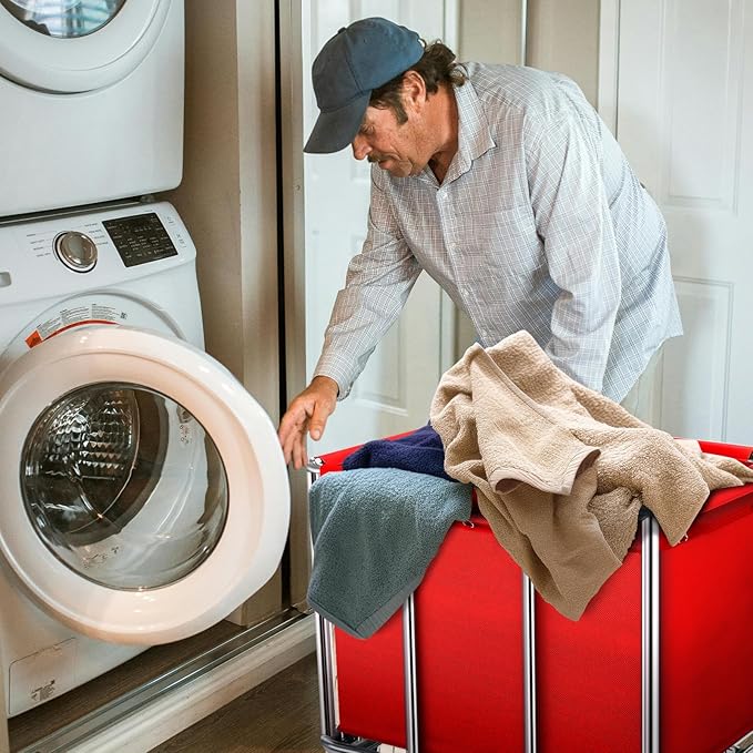 Commercial Laundry Cart with Wheels, 11.35 Bushel Large Rolling Laundry Hamper - Image 8