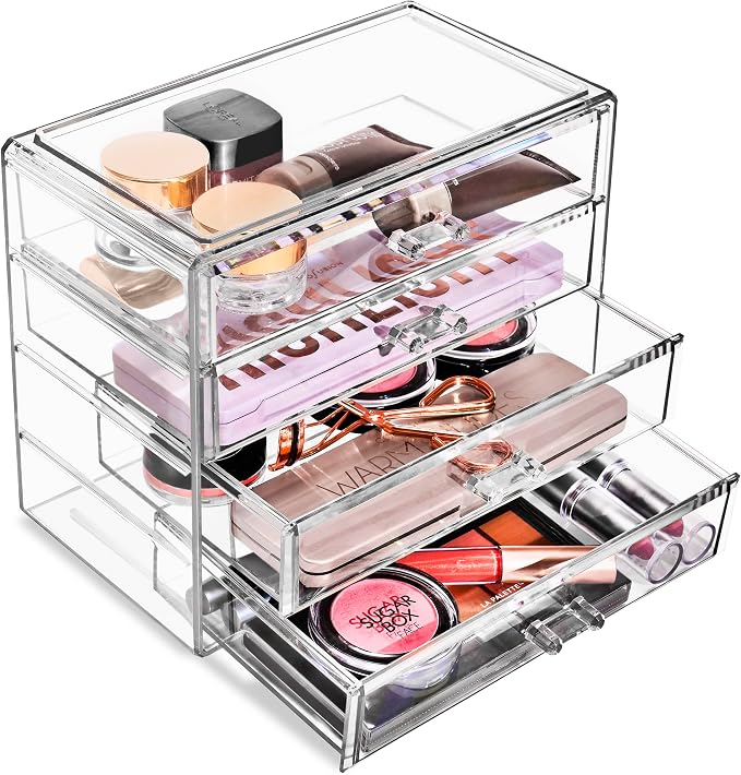 Sorbus Acrylic Makeup Organizer Set, 4-Drawer Vanity & Countertop Cosmetic - Image 8