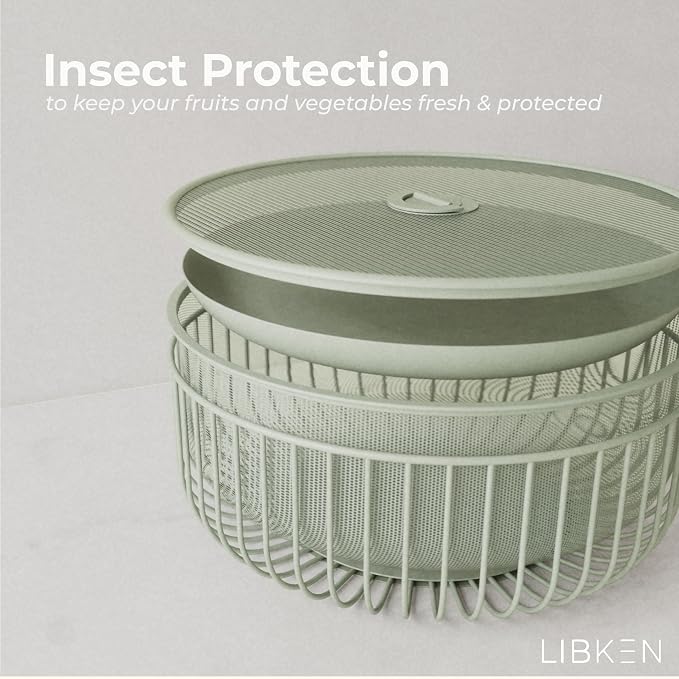 Metal Fruitbasket with Mesh Lid and Basket - Image 2