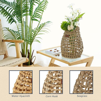Woven Front Door Basket Water Hyacinth Wall Hanging Basket Decorative Boho - Image 4