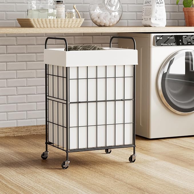 Laundry Hamper with Wheels, 90L Laundry Basket with Handle, Laundry Sorter with - Image 2