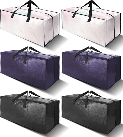 6 Pack Heavy Duty Extra Large Moving Bags W/Backpack Straps by VELVETSURE