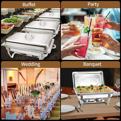 8 Qt 2 Pack Full Size Stainless Steel Chafing Dishes Buffet Set - Image 6