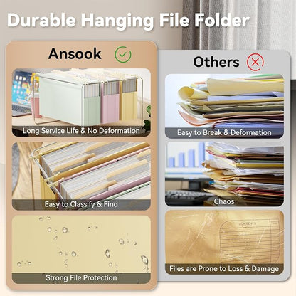 Ansook Plastic Legal Size Hanging File Folders, Heavy Duty 3" Legal Expandable - Image 5