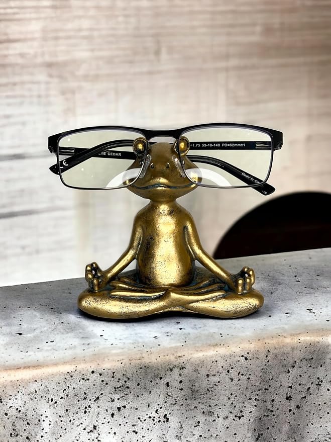 Top Brass Yoga Frog Eyeglass Holder – Whimsical Reading Glasses Sunglass Stand - Image 8