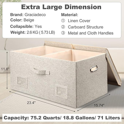 75 Quart Extra Large Decorative Collapsible Storage Bins - Image 2