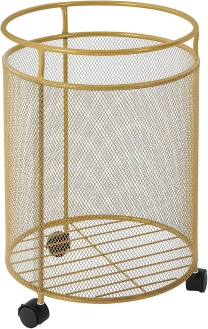 Laundry Hamper with Wheels, Round Metal Laundry Basket Cart, Portable Laundry by Unknown