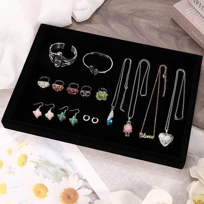 Mornajina 13.8" x 9.5" Velvet Jewelry Tray Jewelry Display Tray, Stackable by Mornajina