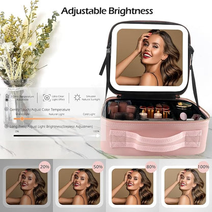 MOMIRA Makeup Train Case with Light & Mirror Large Cosmetic Organizer with - Image 4