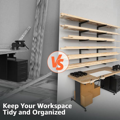 YYR Wood Organizer and Lumber Storage Rack Wall Mount, Heavy Duty Metal Shelf - Image 4