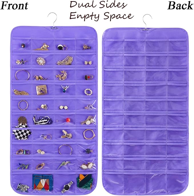 Bloss Hanging Jewelry Organizer, 80 Pockets Dual Sides Wall Jewelry Organizer - Image 4