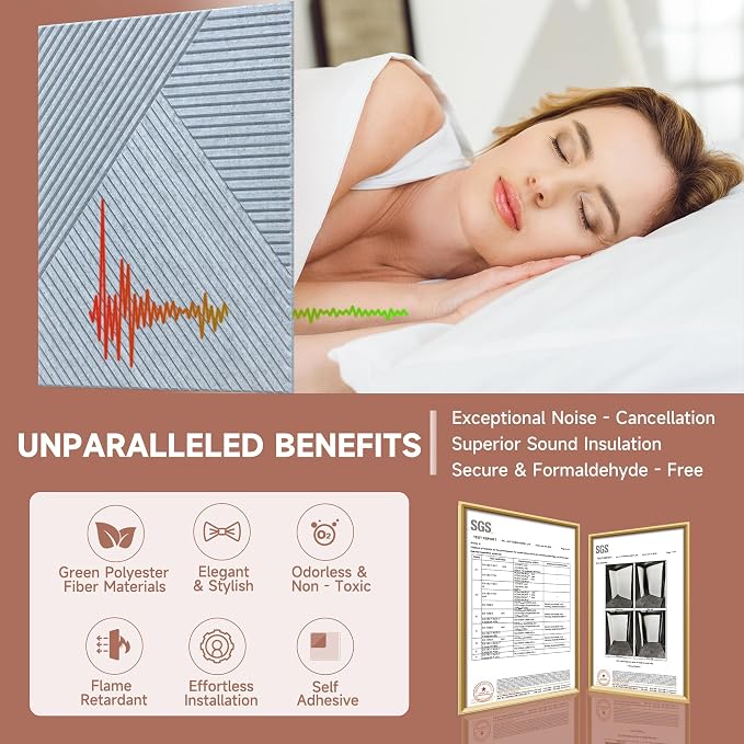 TO-TH Acoustic Wall Panels, 6 Pack Total Size 72 x 48 Inches, Self-Adhesive - Image 4