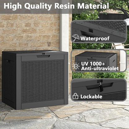 31 Gallon Deck Box, Resin Outdoor Storage Box, Waterproof and UV Resistant Deck - Image 5
