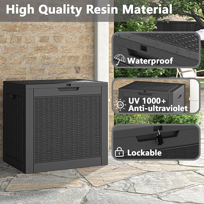 Deck Box, 31 Gallon Resin Outdoor Storage Box, Waterproof and UV Resistant - Image 6