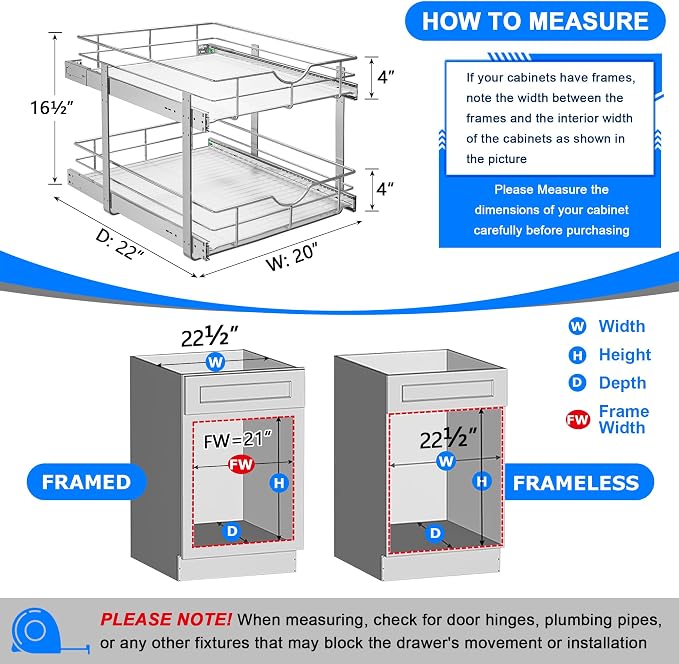 WelFurGeer 2-Tier Kitchen Cabinet Pullout Shelf and Drawer Organizer, Soft - Image 3