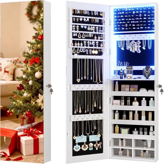 Vlsrka 47.2" LED Jewelry Mirror Cabinet, Wall/Door Mounted Jewelry Armoire by VlsrkaFurniture