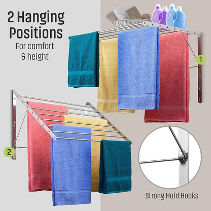 Smartsome | Wall Mounted | Clothes Drying Rack| 22" Wide |15 Linear Feet - Image 3