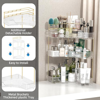 Makeup Organizer Countertop 3 Tier, Corner Bathroom Countertop Organizer - Image 5
