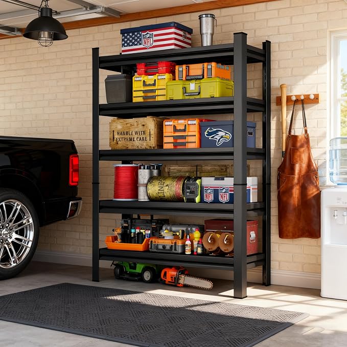 63" H Garage Shelving 5-Tier Heavy Duty Storage Shelves, Adjustable Metal by KILISTEELS