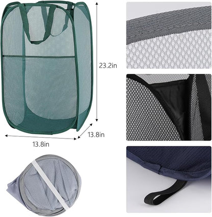 4Pcs Pop Up Laundry Basket Set，Collapsible Pop Up Hamper in 4 Colors, Mesh - Image 2