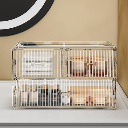 ZHIAI Stackable Storage Drawers, Acrylic Bathroom Counter Organizer Clear - Image 3