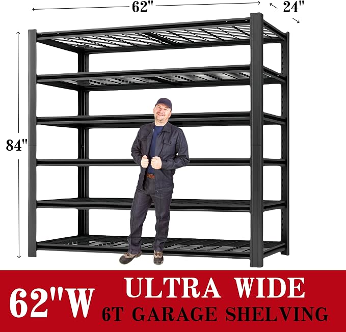 6T 62" W x 24" D x 84" H Garage Shelving Heavy Duty Metal Shelving 4200LBS - Image 3