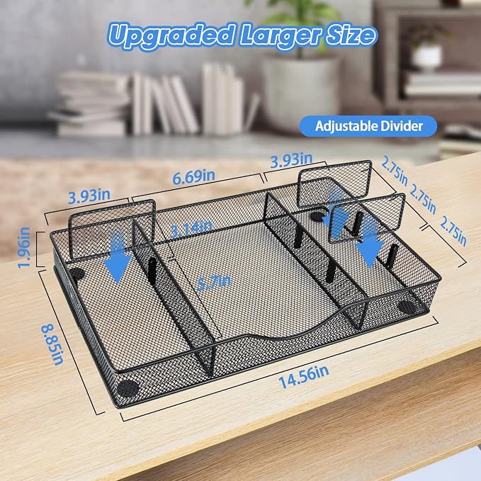 Desk Drawer Organizer, Metal Mesh Drawer Organizer Tray - Image 4