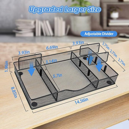 Desk Drawer Organizer, Metal Mesh Drawer Organizer Tray - Image 4