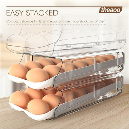 theaoo Egg Holder for Fridge, Automatic Rolling Egg Container for Refrigerator - Image 5