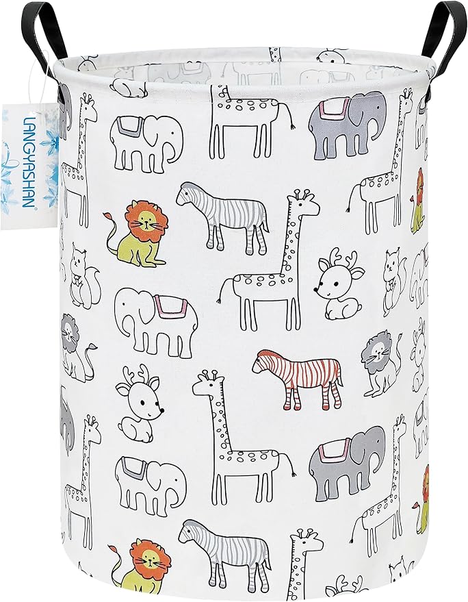 LANGYASHAN Laundry Basket Canvas Fabric Collapsible Organizer Basket by LANGYASHAN