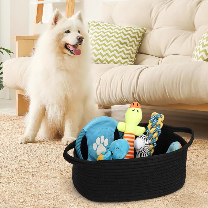 Small Woven Cotton Rope Basket Cute Baby Gift Baskets Empty 13.7"x10"x5" - Image 3