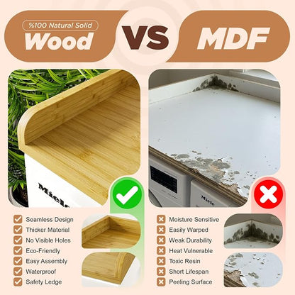 Avana (100% Natural Solid Wood Washer Dryer Countertop – Bamboo Pine Laundry - Image 2