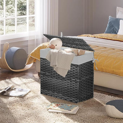Greenstell Laundry Hamper with Lid, 125L Large Clothes Hamper with 3 Section & - Image 5