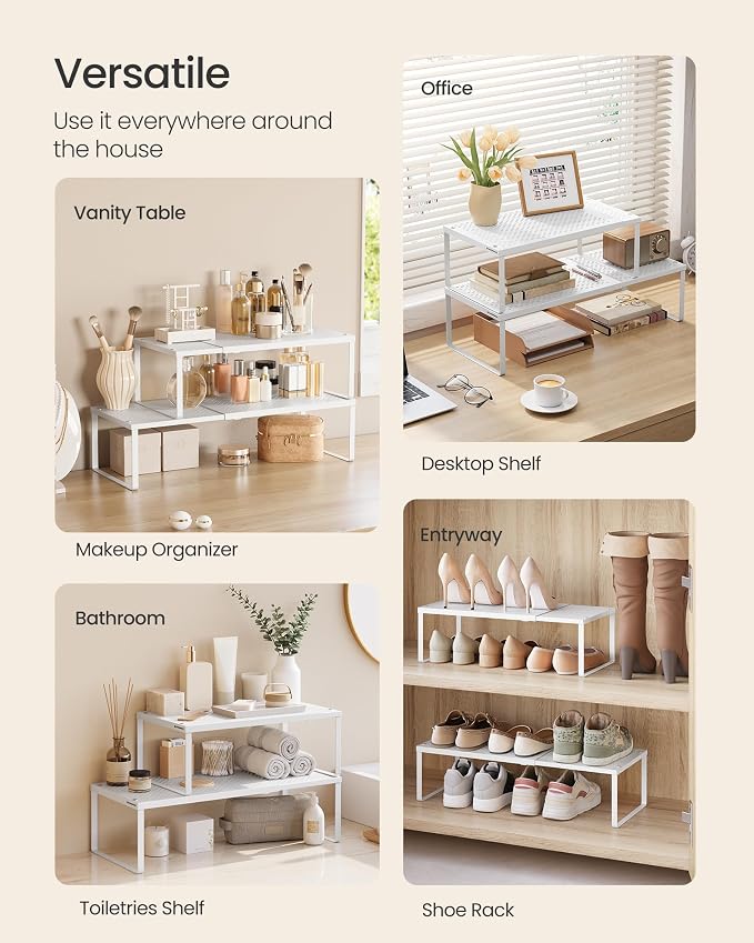 SONGMICS Set of 2 Expandable Pantry Kitchen Organizers, Adjustable Spice Rack - Image 5