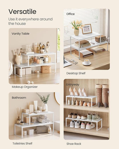 SONGMICS Set of 2 Expandable Pantry Kitchen Organizers, Adjustable Spice Rack - Image 5