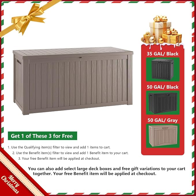 TARKARI 50 Gallon Lockable Resin Deck Box, Waterproof & UV-Resistant Outdoor - Image 2