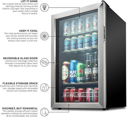 Ivation 126 Can Beverage Refrigerator | Freestanding Ultra Cool Mini Drink - Image 5