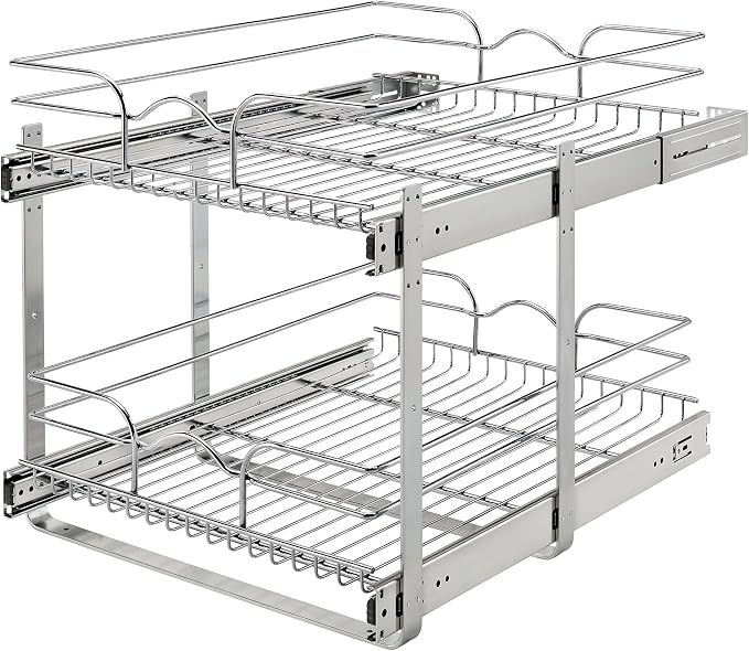 Rev-A-Shelf 2-Tier Kitchen Cabinet Pullout Shelf and Drawer Organizer Slide Out by Rev-A-Shelf