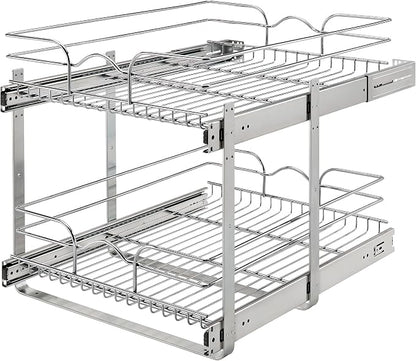 Rev-A-Shelf 2-Tier Kitchen Cabinet Pullout Shelf and Drawer Organizer Slide Out by Rev-A-Shelf