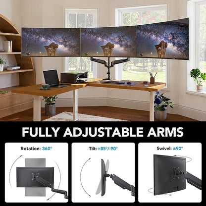 HUANUO Triple Monitor Mount for 17 to 32 inch Screens, Adjustment Triple - Image 5
