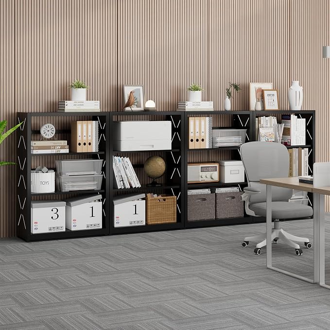Industrial Bookshelf, 3 Tier Bookcase, Home Office Bookcase Shelf Storage - Image 8